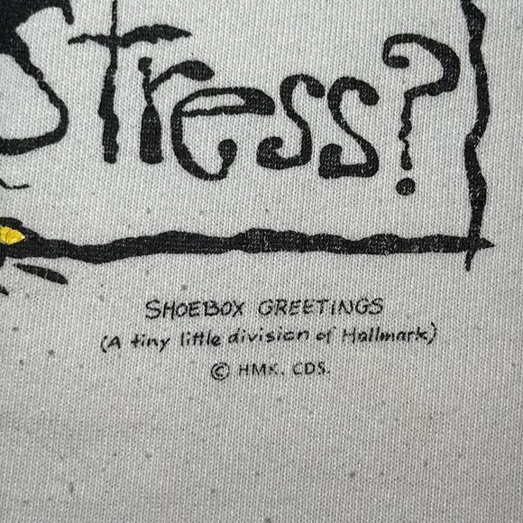 Fruit of the Loom women’s Large stressed cat White Graphic crewneck Sweater - Picture 3 of 5